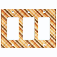 WorldAcc Metal Light Switch Plate Outlet Cover (Yellow Picnic Brown Wall Plate Plaid - Single Toggle)