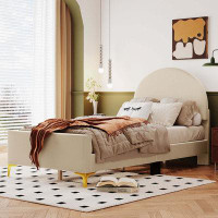 Mercer41 Lundys Velvet Platform Bed with Classic Semi-circle Shaped headboard