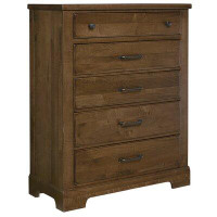 Canora Grey Maximilian 5 Drawer 43" W Solid Wood Chest