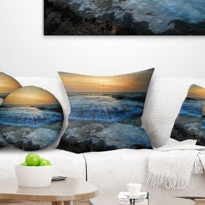 Made in Canada - East Urban Home Beach with Rushing Waves Pillow in Bedding