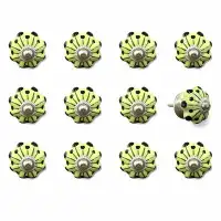 HomeRoots 1.5" X 1.5" X 1.5" Yellow, Green And Silver - Knobs 12-Pack