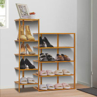 MoNiBloom 10 Tiers 20 Pairs Shoe Rack, Storage Bamboo Stand Organizer Shoes Shelf for Living Room Hallway