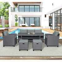 Wildon Home® 6-Piece Outdoor Rattan Wicker Set Patio Garden Backyard Sofa