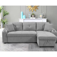 Latitude Run® convertible corner sofa with armrest storage, sectional sofa, right chaise longue