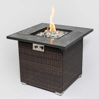 Arlmont & Co. Outdoor Fire Table Propane Gas Fire Pit Table With Lid Gas Fire Pit Table