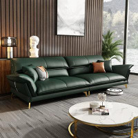 MABOLUS 110.24" Orange Genuine Leather Modular Sofa cushion couch