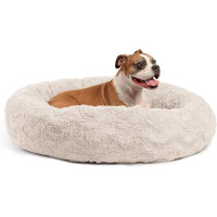 Tucker Murphy Pet™ The Original Calming Donut Cat And Dog Bed In Lux Fur Oyster, Large 36"