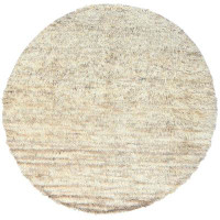 Isabelline 10'1"x10'1" Bone Ivory Wool Hand Knotted Ben Ourain Moroccan Berber Shilhah Design Round Rug 734E1CC38E2F48EC