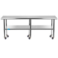 Amgood Stainless Steel Work Table With Wheels | Metal Mobile Table | Food Prep