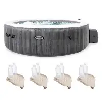 Intex Intex Purespa Greywood Inflatable Spa & Attachable Drink & Snack Tray (4 Pack)