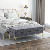 Everly Quinn Upholstered Bench, 48" End Of Bed Bench, Entryway Bench With Double Layer Seat Cushions And Steel Legs For