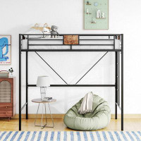Mason & Marbles Metal Loft Bed with Stairs and Full-Length Guardrail
