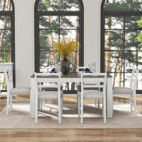 Latitude Run� 7-Piece Wooden Dining Table Set Mutifunctional Extendable Table With 12� Leaf And 2 Drawers
