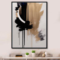 Design Art Black, White And Gold Expression III - Modern Canvas Wall Art
