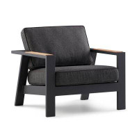 AllModern The Alexa Upholstered Outdoor Teak Patio Chair with Cushions