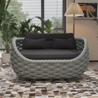 TWT 55.1'' Wide Outdoor Reversible Loveseat with Cushions