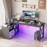 Wrought Studio L-Shaped Computer Desk with and Cabinet