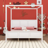 Red Barrel Studio King Size Canopy Platform Bed With Headboard And Footboard,With Slat Support Leg