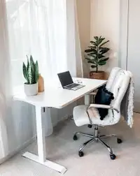 White Uplift Electric Standing Desk Computer Wood Desks Office Table