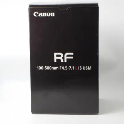 Canon RF100-500 f4.5-7.1 L IS USM lens in excellent condition. Comes with the box, case, hood and ca...