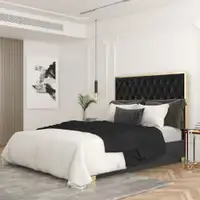 Spring Sale!!  Contemporary, Diamond Pattern Black/Gold upholstered bed
