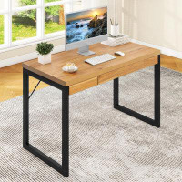 HomCom Computer Desk Modern Simple Style Writing Table Study Workstation For Home Office Gaming, Living Room, Light Oak