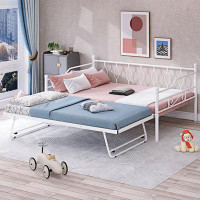 Red Barrel Studio Full Size Metal Daybed with Twin Size Adjustable Trundle
