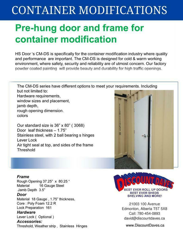 Pre-Hung Shipping Container Man Doors for Sea-Cans $875 in Windows, Doors & Trim in Barrie - Image 2
