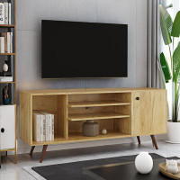 Millwood Pines Mid-Century TV Stand for 60-Inch TVs with Open Shelves & Cabinet