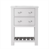 Ebern Designs Bathroom Sink Cabinet Fully Assembled White 24-inch Vanity With Sink