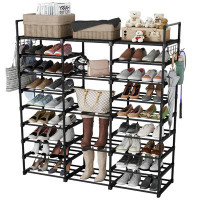 Rebrilliant Adjustable 9 Tier Shoe Rack Organizer - Large Capacity Metal Shoe Shelf For Closet Entryway Garage, Expandab