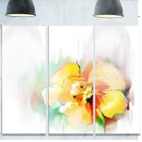 Made in Canada - Design Art 'Beautiful Yellow Flower Drawing' 3 Piece Painting Print on Metal Set