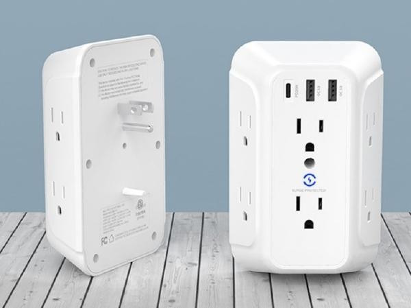 6-Outlet Wall Tap Surge Protector with 3 Fast Charger Ports (2USB-A + 1USB-C) - ETL Listed - White in General Electronics - Image 2