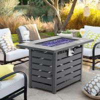 Latitude Run® Rencho 25" H x 42" W Steel Propane Outdoor Fire Pit Table with Lid