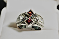 NEW WITH RECEIPT STAMPED SILVER GARNET LADIES RING SALE