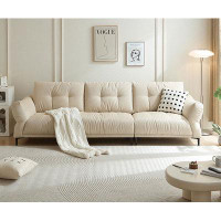 Brayden Studio 105.91" Light Khaki Cloth Modular Sofa cushion couch