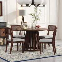 Brayden Studio 5 - Piece Dining Set With 1 Round Dining Table And 4 Upholstered Chairs