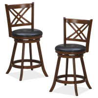 Winston Porter Winston Porter 360° Swivel Barstools Set Of 4 29'' Bar Height Bar Chairs With Back & Footrest