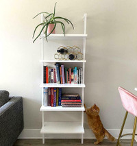 White Ladder Wall Shelf Bookshelf Tall Bookcase Storage Unit Shelves
