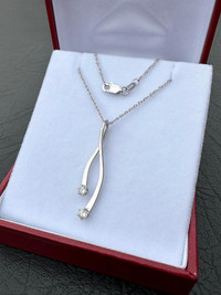 #337 - 14k White Gold, 16” Necklace &amp; Custom 1.5” Diamond Pendant