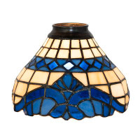 Meyda Tiffany Baroque 5" H x 7" W Glass Bowl Lamp Shade (Uno) in Ivory/Blue/Black