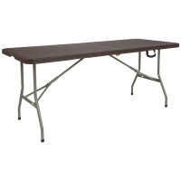Flash Furniture 6-Foot Bi-Fold Rattan Plastic Folding Table with Handle - Event Table