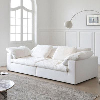 Hokku Designs 90.55" White Linen Blend Modular Sofa cushion couch