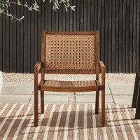 Joss & Main Barrie Coastal Solid Wood And Rattan Outdoor Accent Chair