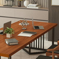 PEPPER CRAB Modern simple pine iron art large dining table set