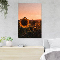 Gracie Oaks Sunflower Field Under Grey Sky During Daytime - 1 Piece Rectangle Graphic Art Print On Wrapped Canvas