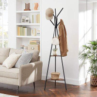17 Stories Coat Rack Freestanding, Coat Hanger Stand, Hall Tree With 2 Shelves, For Clothes, Hat, Bag, Industrial Style,
