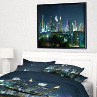 East Urban Home 'Night City Bangkok Cityscape' Framed Photographic Print on Wrapped Canvas