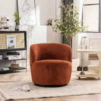 Latitude Run® Boucle Fabric Swivel Chair Upholstered Swivel Barrel Chair