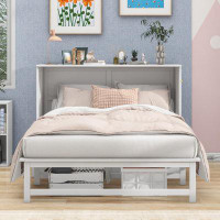 Harriet Bee Murphy Bed with Built-In Charging Station and a Shelf